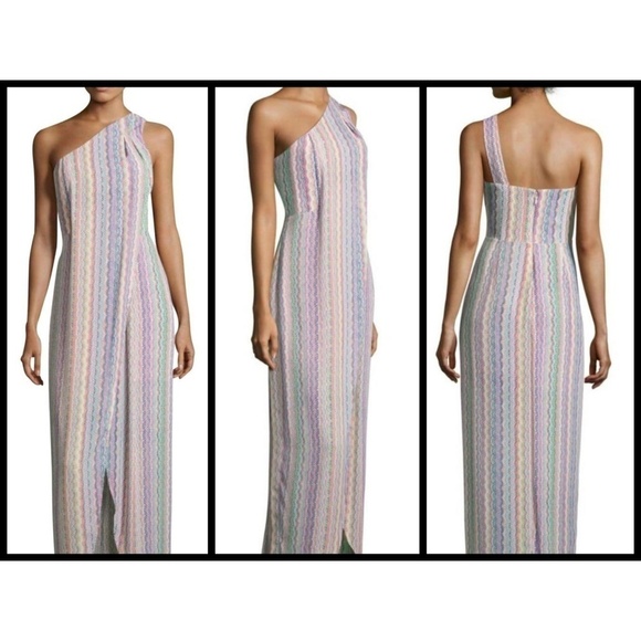 💕BCBMAXAZRIA💕 Striped One-Shoulder Maxi Dress 8 - Picture 5 of 8